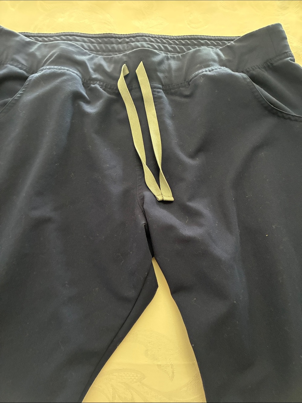 Figs Men's Black Jogger Pants with Tan Drawstring